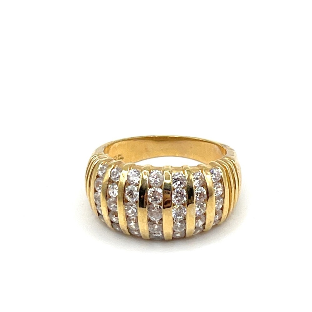 Premier Designs "Dedication" Gold Tone Ring & Clear Stones Channel Set Size 7